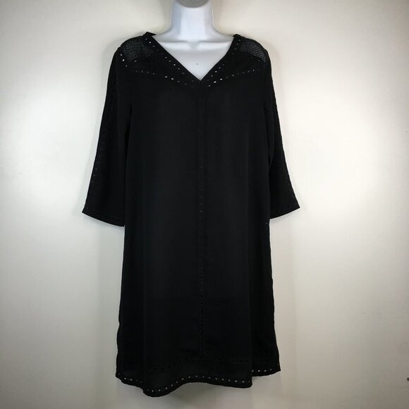 Scotch & Soda Maison Scotch Black Embroidered Long Sleeves Tunic Dress Size L - Picture 1 of 16
